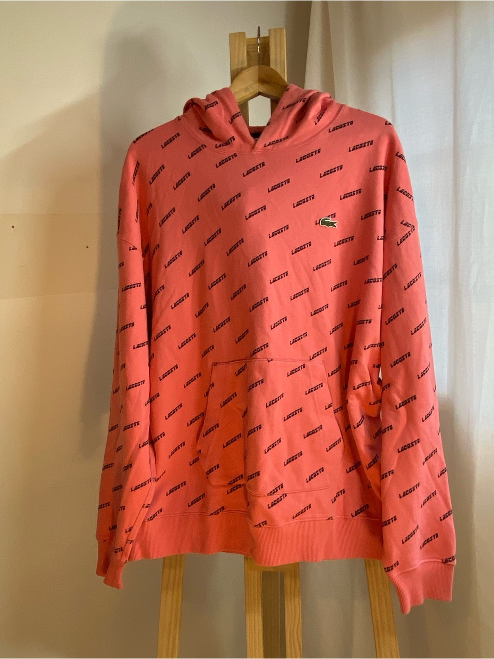 Lacoste L!VE Men’s XXL Coral All Over Logo Monogram Hoodie